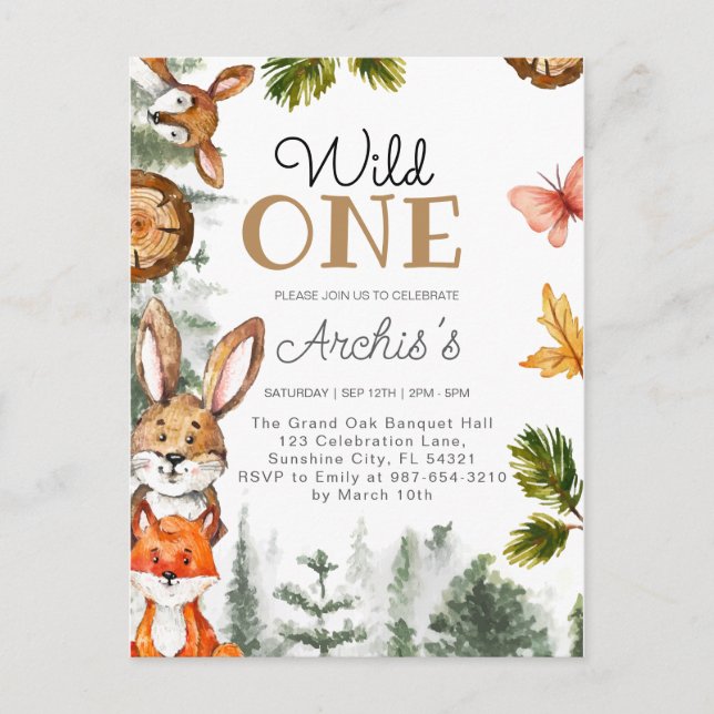 Invitación salvaje de un niño de cumpleaños, salva (Anverso)