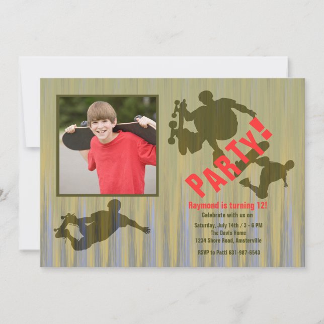 Invitación salvaje del monopatín de la foto de los (Anverso)