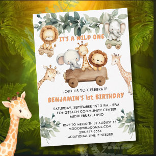 Invitación *Salvaje Fiesta de Cumpleaños de Safari de la Jung