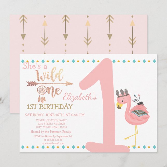 Invitación Salvaje, Flechas, Cazadora de Sueños Cumpleaños de (Anverso / Reverso)