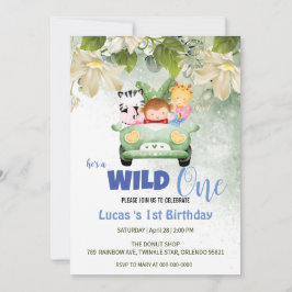 Invitación Salvaje lindo Un Safari Animal Amo Auto Primer Cum
