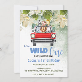 Invitación Salvaje lindo Un Safari Animal Amo Auto Primer Cum