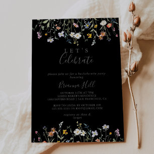 Invitación Salvaje multicolor negro floral celebremos la fies