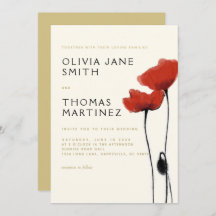 Salvaje Red Poppies Gold Ecru Rustic Elegant Weddi