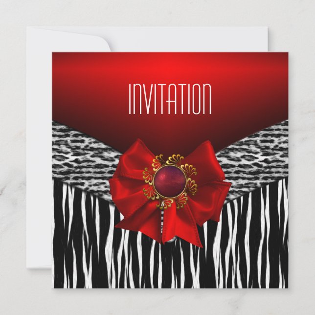 Invitación Salvaje Rojo Negro Blanco (Anverso)