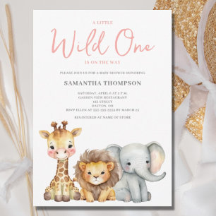 Invitación Salvaje Safari de Animales Niña Baby Shower