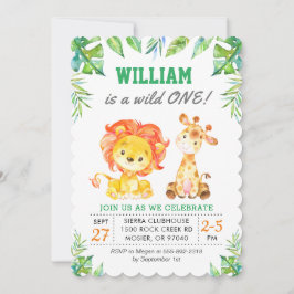Invitación Salvaje Safari de la Jungla Cumpleaños del Primer 