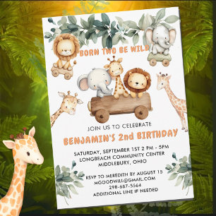 Invitación *Salvaje Safari de la Jungla de Dos años Fiesta de