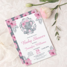 Salvaje Safari Rosa Elefante Floral Baby Shower