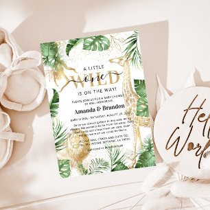 Invitación Salvaje Safari Verde y Dorado Baby Shower por Corr