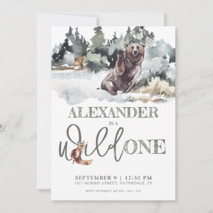 Invitación Salvaje silvestre rústico en un primer cumpleaños