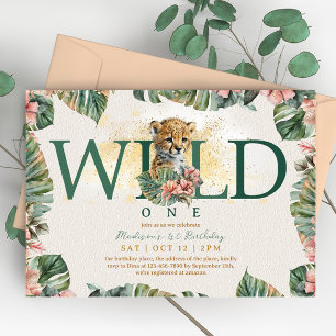Invitación Salvaje Un Animal Guepard Niño Primer Cumpleaños