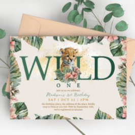 Invitación Salvaje Un Animal Guepard Niño Primer Cumpleaños