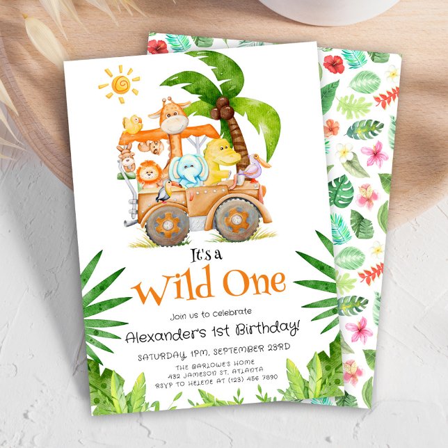 Invitación Salvaje Un Aniversario Safari (Wild One Safari Birthday Invitation)