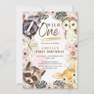 Invitación Salvaje Un Boho Woodland Primer cumpleaños