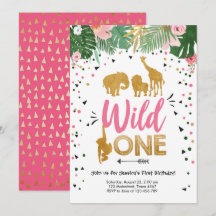 Salvaje Un Chica de oro Safari Animales rosados Cu