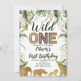 Invitación Salvaje un cumpleaños, Safari, jungla WILD, un ani