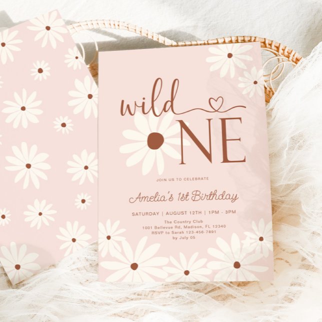 Invitación Salvaje Un Daisy Primer Cumpleaños (Subido por el creador)
