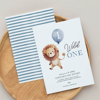 Invitación Salvaje Un León Primer Cumpleaños