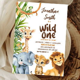Invitación Salvaje Un Niño Animal Safari De Savannah Primer C