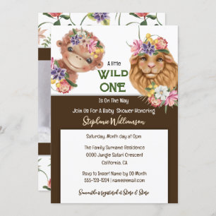 Invitación Salvaje un primer bebé de safari de mono león