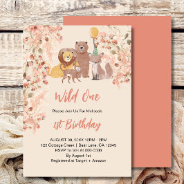 Invitación Salvaje Un Primer Cumpleaños Boho Safari Rubor Ros