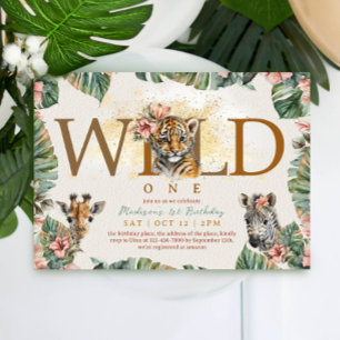 Invitación Salvaje Un Safari Animal Tigre Niño Primer Cumplea