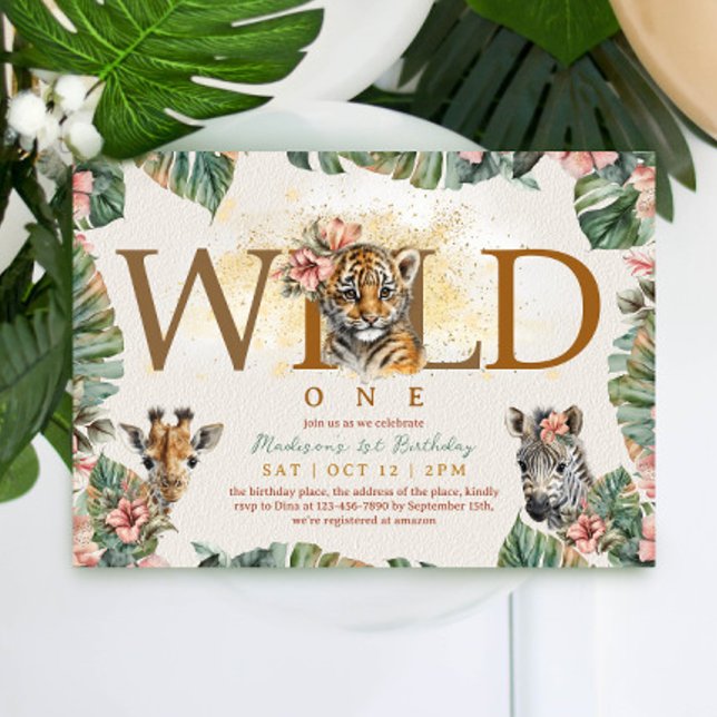 Invitación Salvaje Un Safari Animal Tigre Niño Primer Cumplea (Subido por el creador)