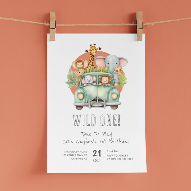 Invitación Salvaje Un Safari Boho Primer Cumpleaños (Subido por el creador)