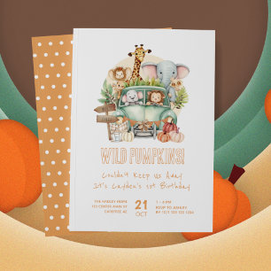 Invitación Salvaje Un Safari De Calabaza Primer Cumpleaños