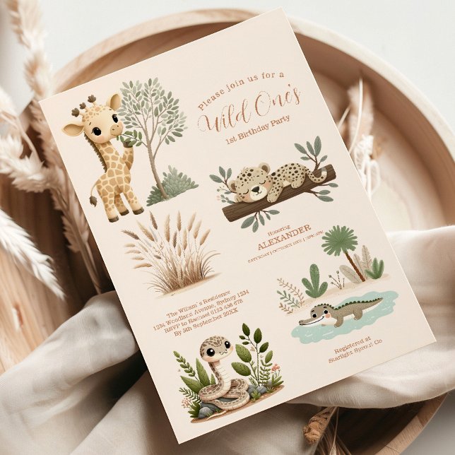 Invitación Salvaje Un Safari de la Selva Niño Primer cumpleañ (Subido por el creador)
