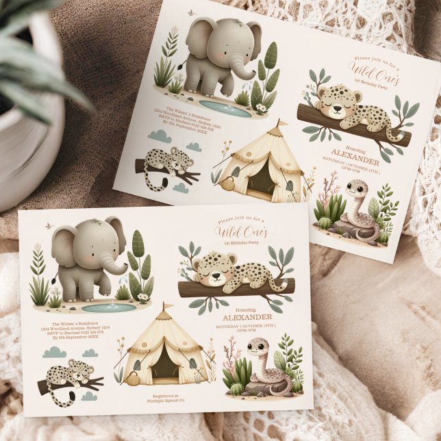 Invitación Salvaje Un Safari de la Selva Niño Primer cumpleañ (Subido por el creador)