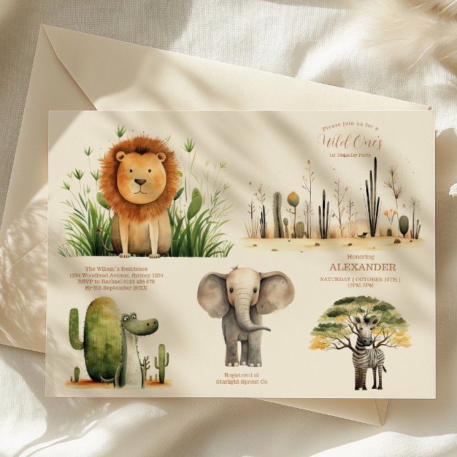 Invitación Salvaje Un Safari de la Selva Niño Primer cumpleañ (Subido por el creador)