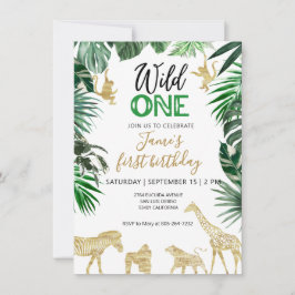 Invitación Salvaje un Safari de primer cumpleaños