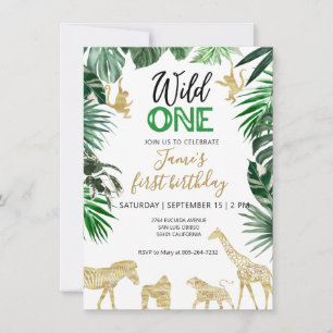Invitación Salvaje un Safari de primer cumpleaños