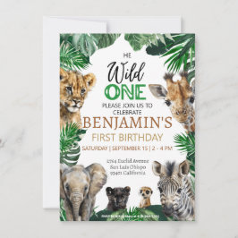 Invitación Salvaje un Safari de primer cumpleaños