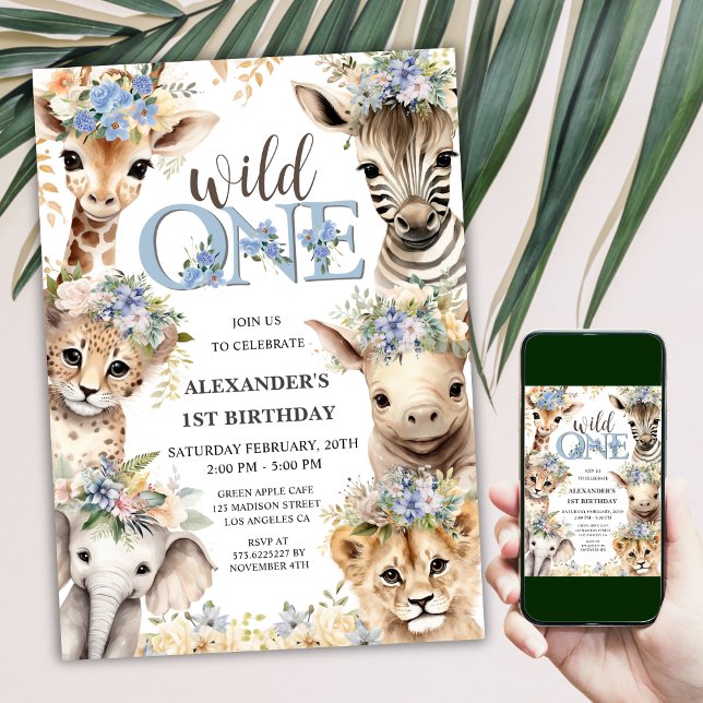 Invitación Salvaje Un Safari Jungle Animals Niño Primer cumpl (Subido por el creador)