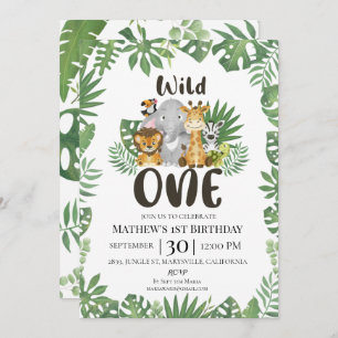 Invitación Salvaje Un Safari Jungle Primer cumpleaños