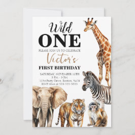 Invitación Salvaje Un Safari Primer Cumpleaños
