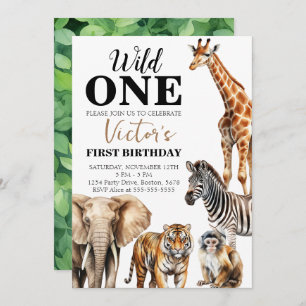 Invitación Salvaje Un Safari Primer Cumpleaños