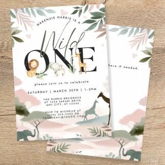 Invitación Salvaje un Safari primer Fiesta de cumpleaños