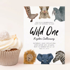 Invitación Salvaje Un Safari Tema Primera fiesta de cumpleaño