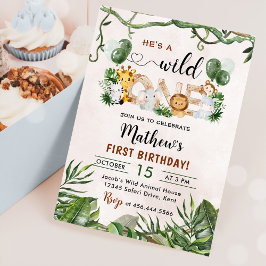 Invitación Salvaje Un Safari Tropical Primer Cumpleaños