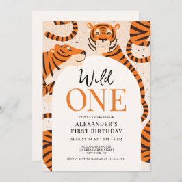 Invitación Salvaje Un Tigre Safari Primer Fiesta de Cumpleaño