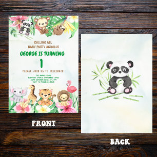 Invitación Salvaje Un Tropical Safari Jungla Animales Cumplea