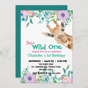 Invitación Salvaje Una Giraffe La jungla del zoológico 1° Ani