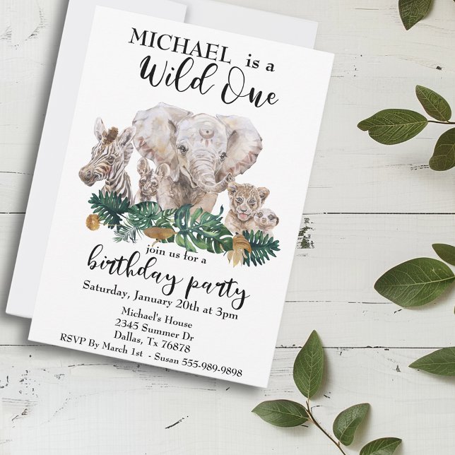Invitación Salvaje Una Jungla Acuarela Elefante Cebra animal (Subido por el creador)