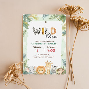 Invitación Salvaje Uno Safari Jungla Animalito Lindo Cumpleañ