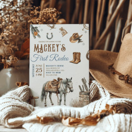 Invitación Salvaje West First Rodeo Cowboy Cumpleaños Occiden