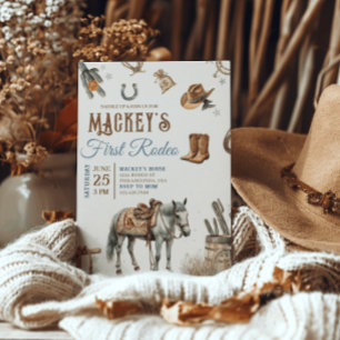 Invitación Salvaje West First Rodeo Cowboy Cumpleaños Occiden